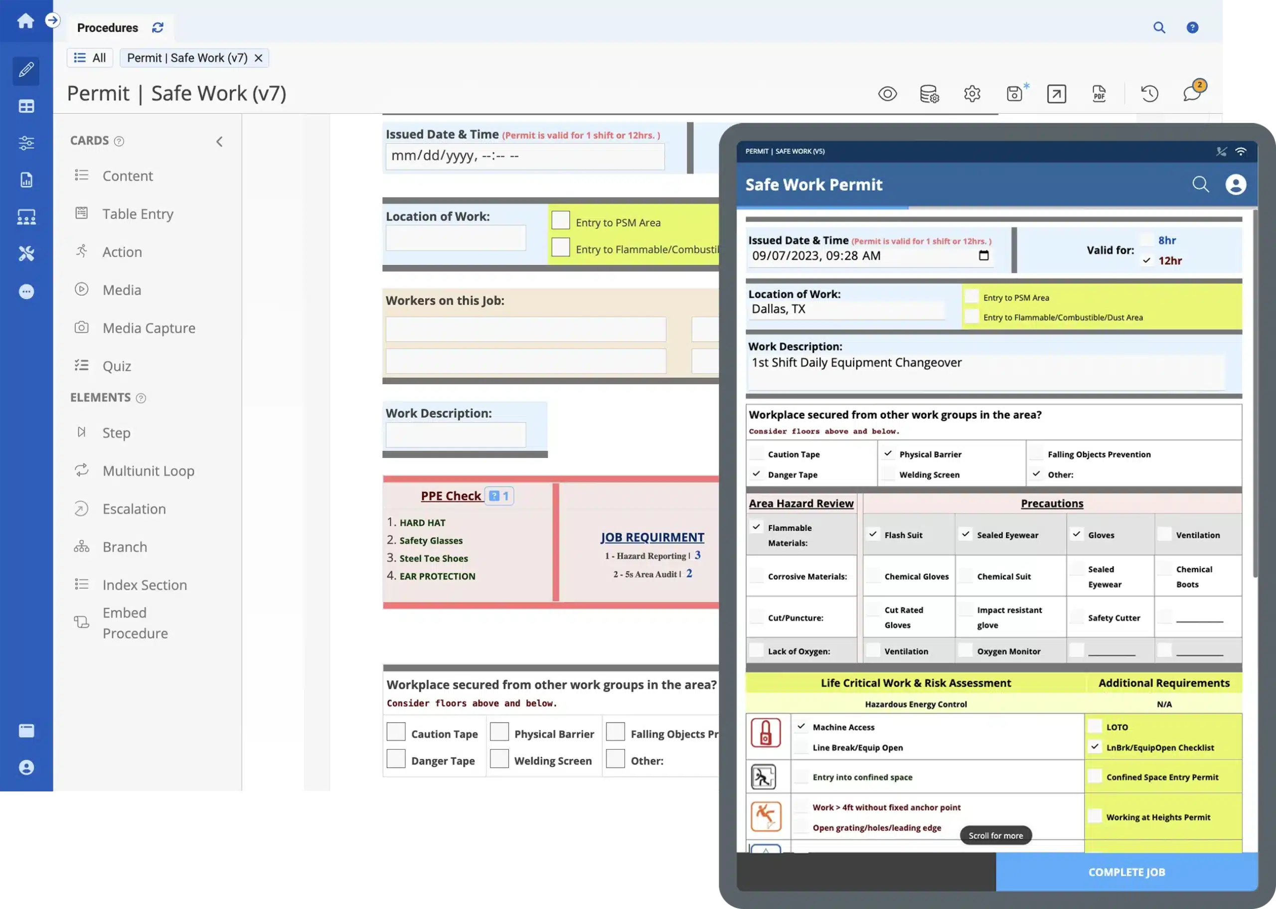 create digital safe work permit