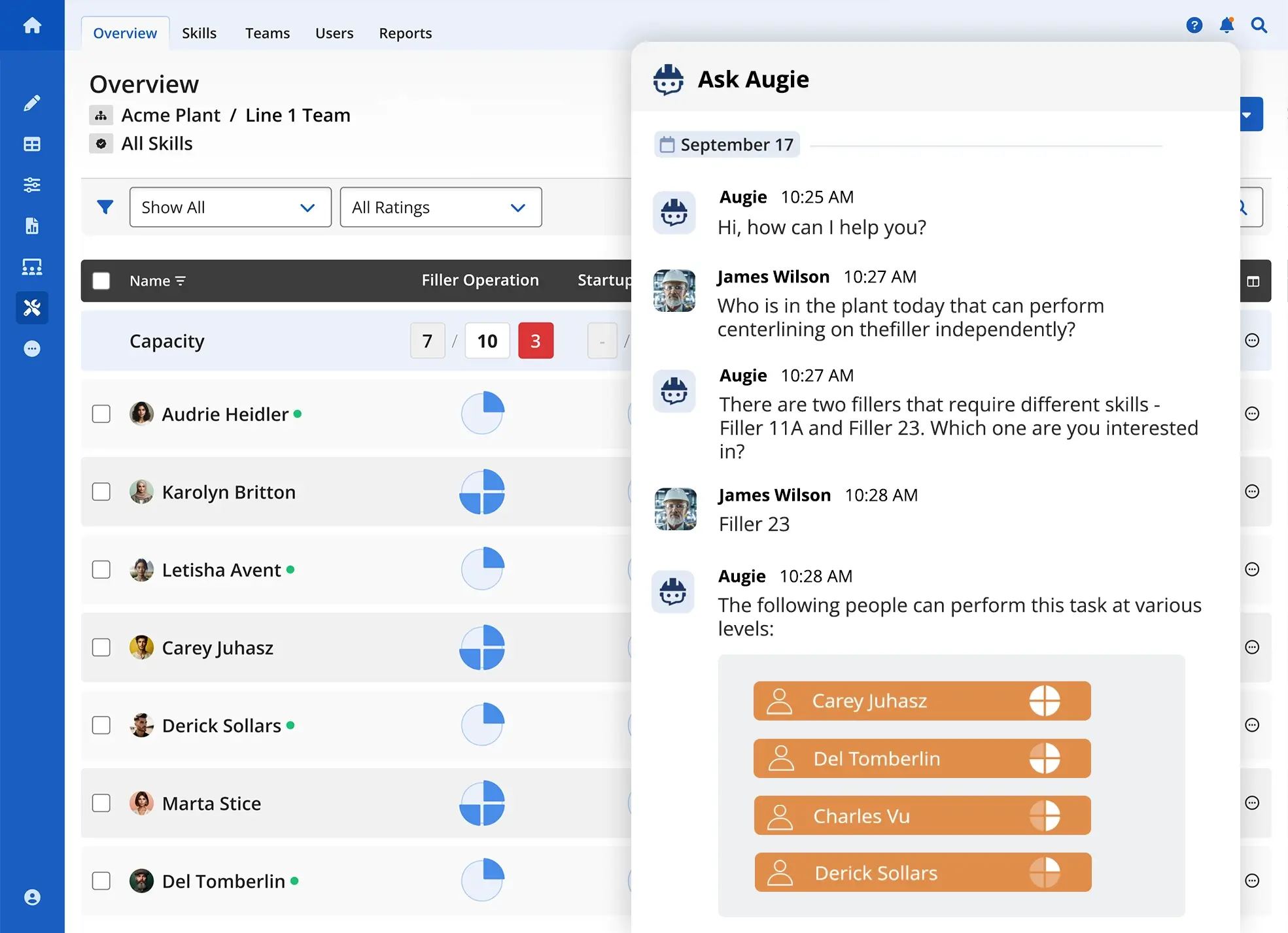 augie data assistant skills management