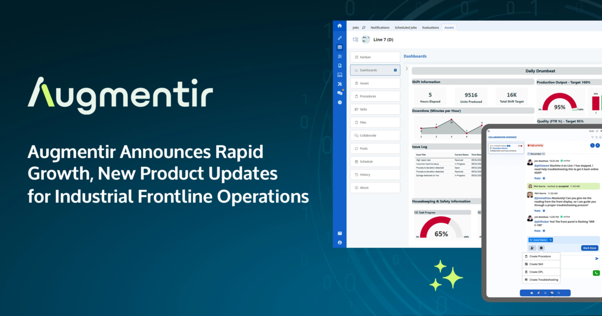 augmentir kündigt Unternehmenswachstum und neue Produktaktualisierungen für industrielle Frontline-Operationen an